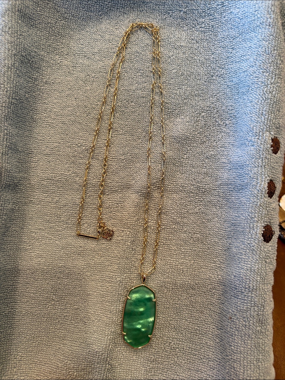 Kendra Scott Gold Necklace with Emerald Green Pendant